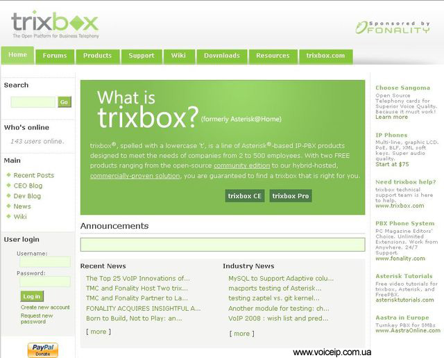 Нажмите для увеличения http://www.trixbox.org