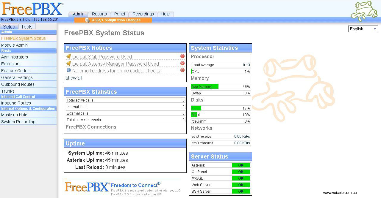 Нажмите для увеличения FreePBX