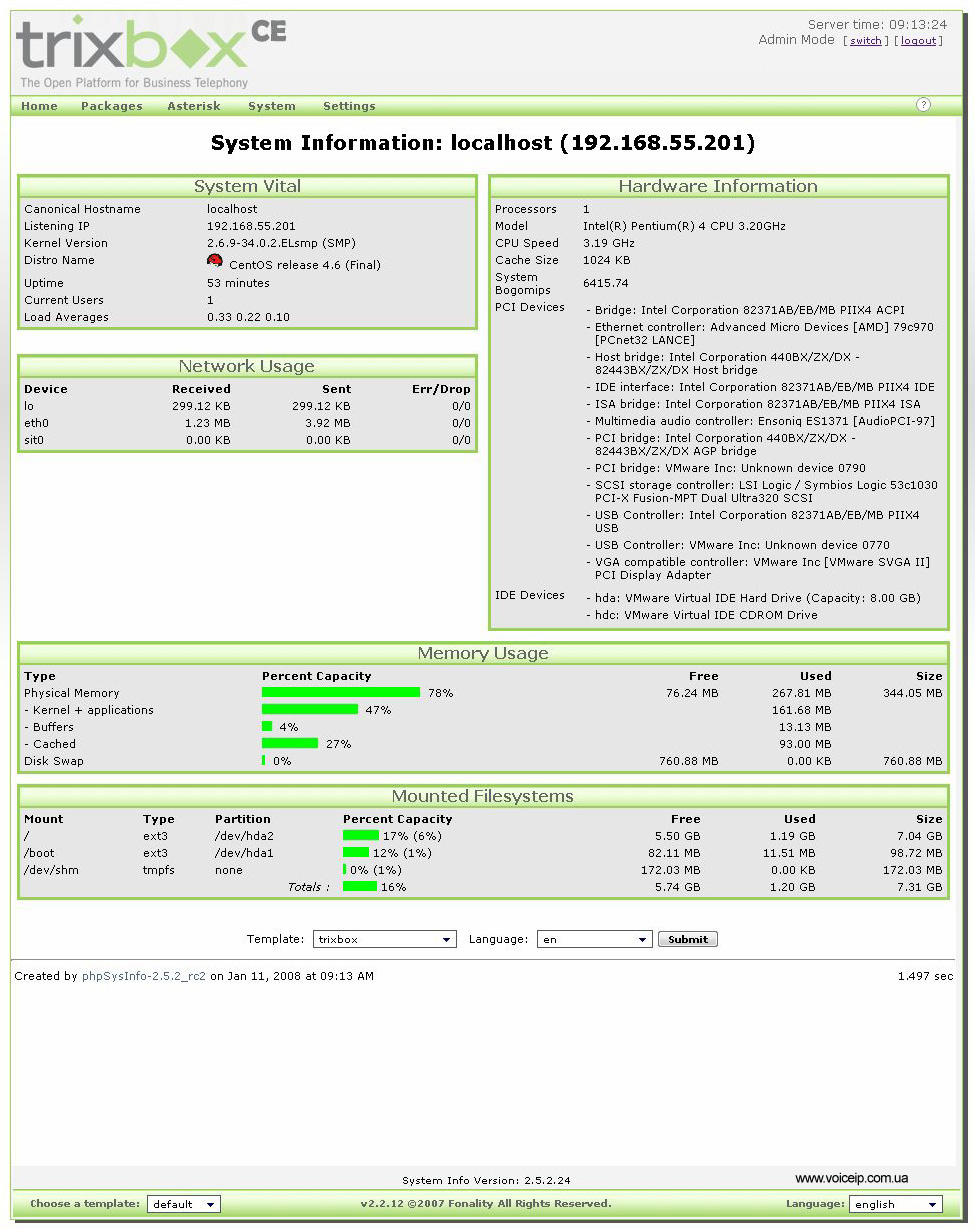 Нажмите для увеличения System Info