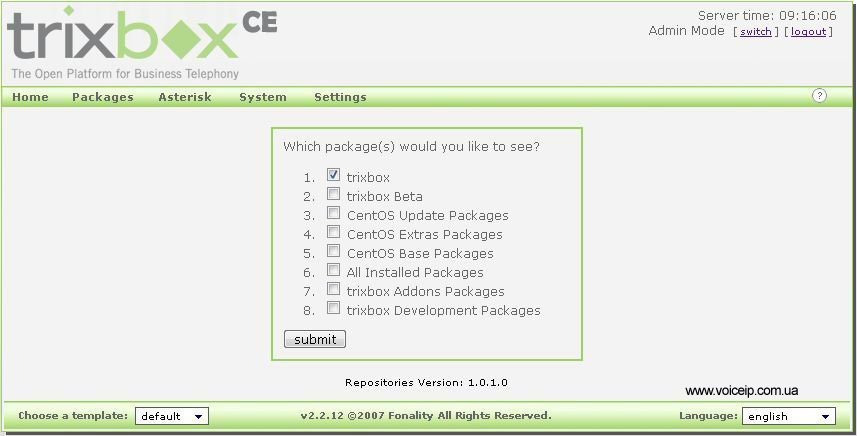 Нажмите для увеличения Repositories menu